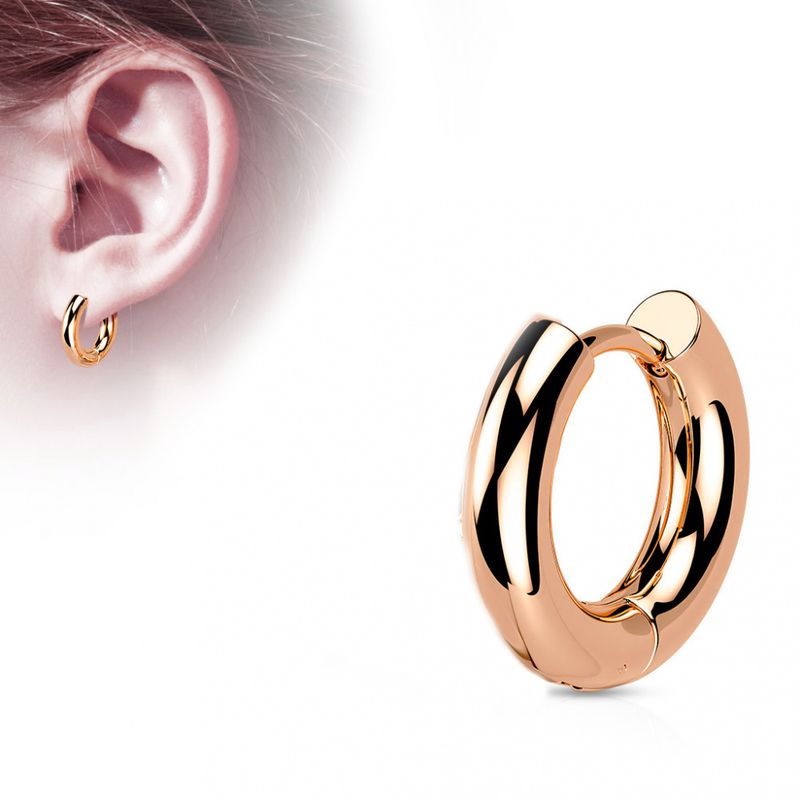 Chunky Earring Hoop Plain Rose Gold