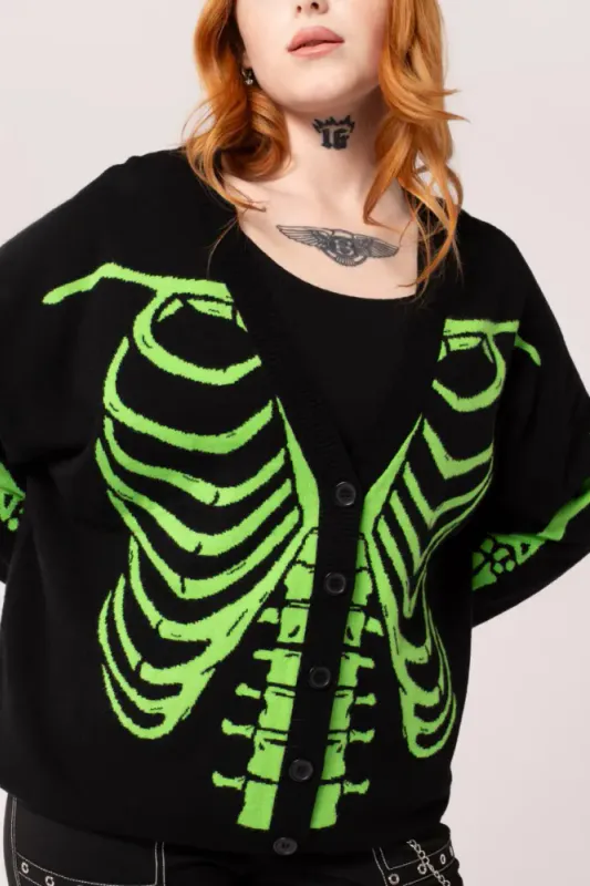 Neon Green Skeleton Cardigan