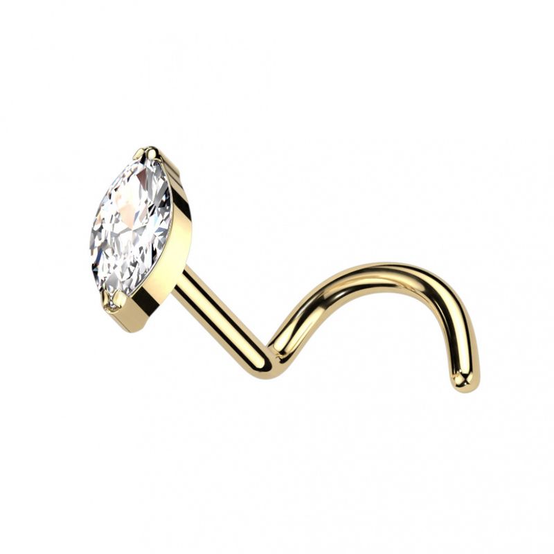 Danielle Gem Nose Screw Gold Clear