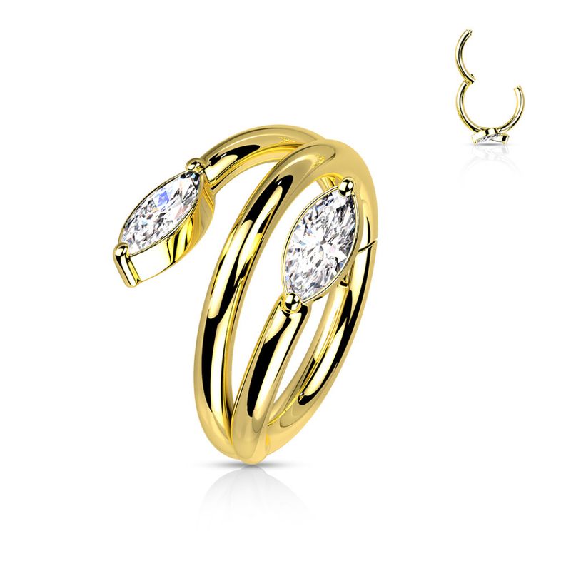 Danielle Twist Hinged Ring Gold Clear