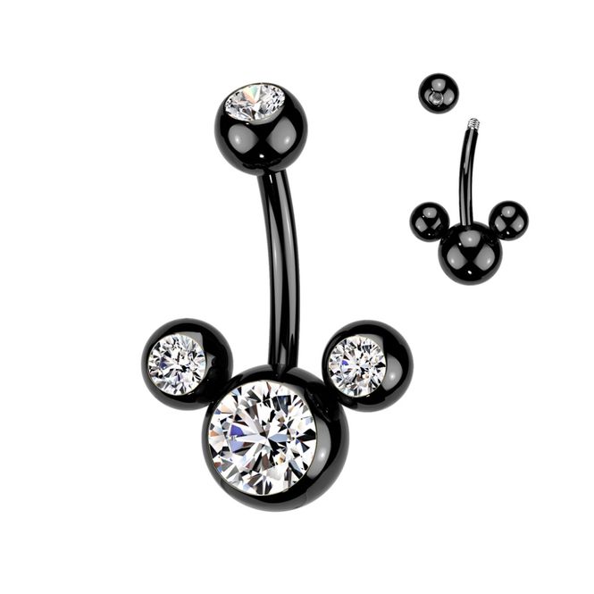 Hovedbilde Mouse Belly Ring Black Clear