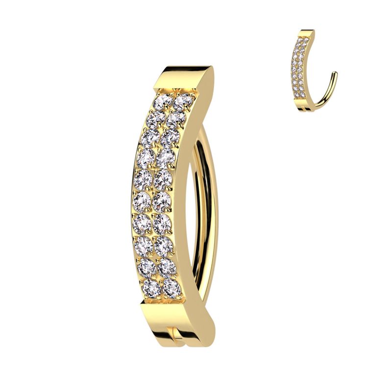Sylvia Queen Oval Double Belly Ring Gold