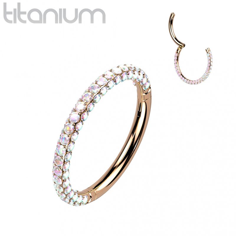 Siren Hinged Ring Rose Gold Aurora Borealis