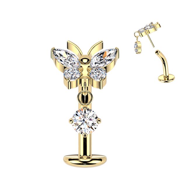 Huvudbild Floating Belly Piercing Butterfly Gold Clear