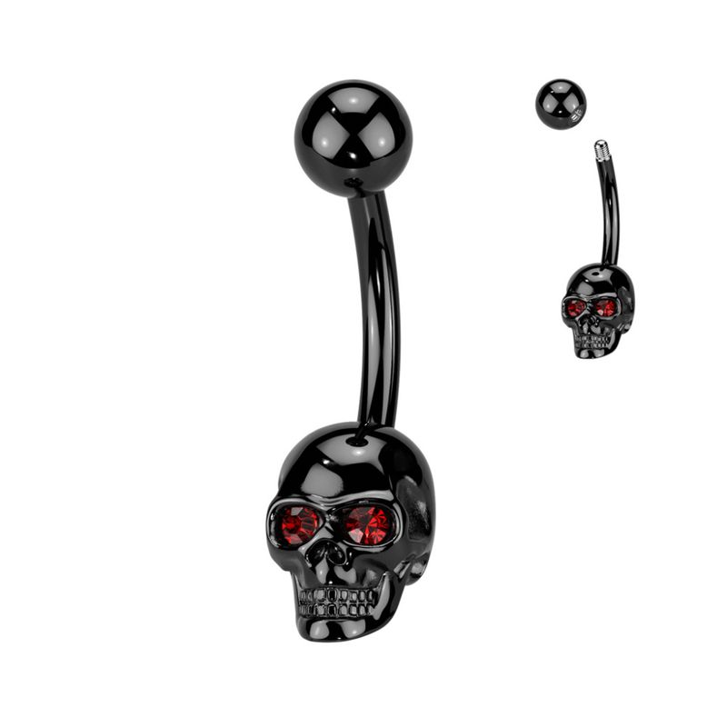 Skull Belly Ring Black