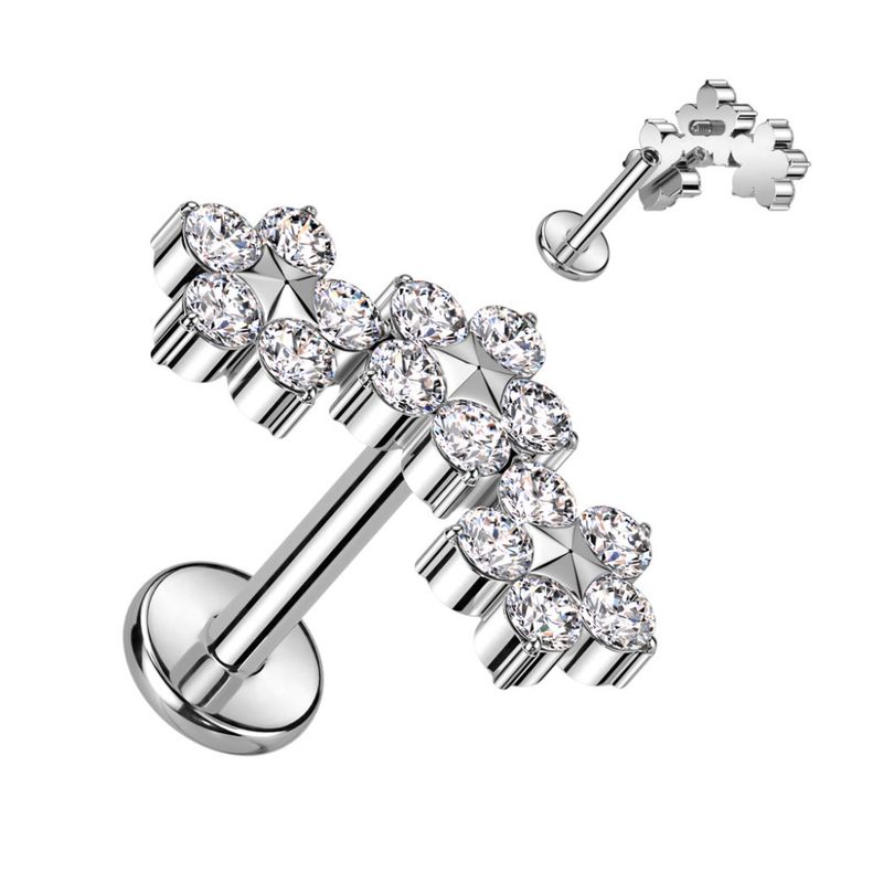 Madelyn Flower Internally Threaded Labret Clear