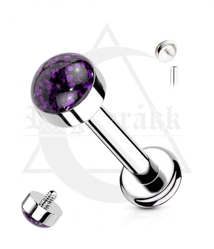 Fairy Dust Internally Threaded Labret Purple