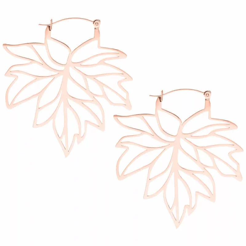 Autumn Leaf Hoops Rose Gold