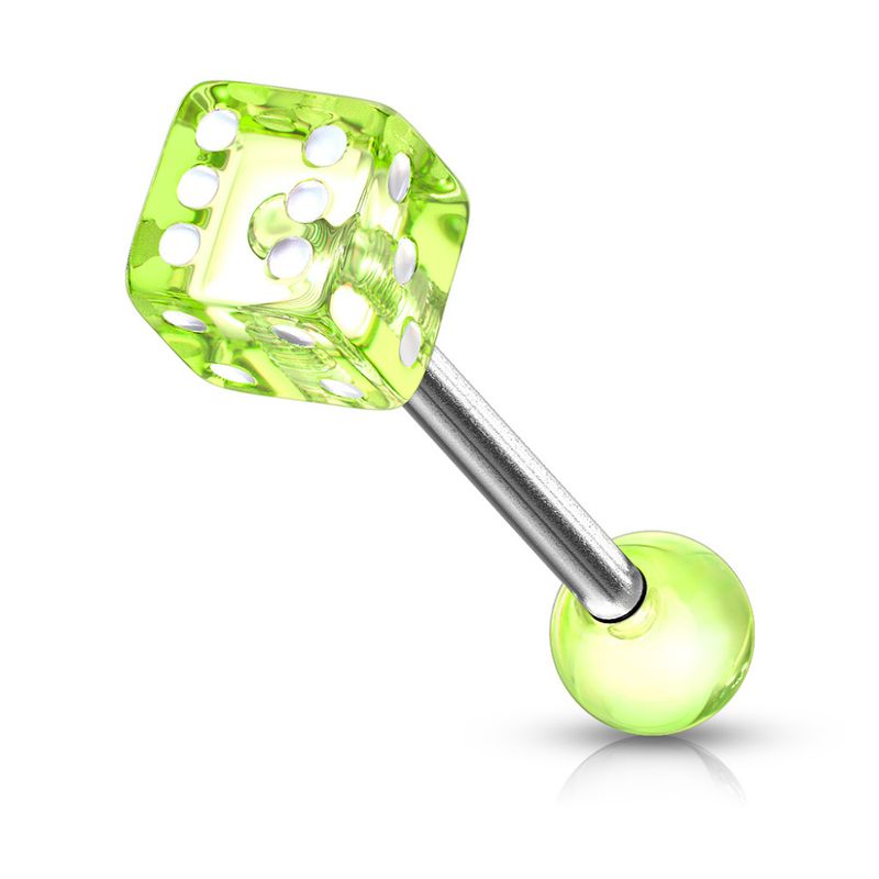 Acrylic Barbell Dice Neon Green