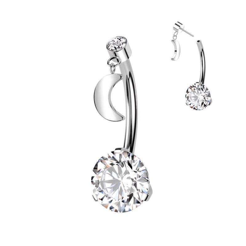 Moon Belly Ring Push-fit Clear