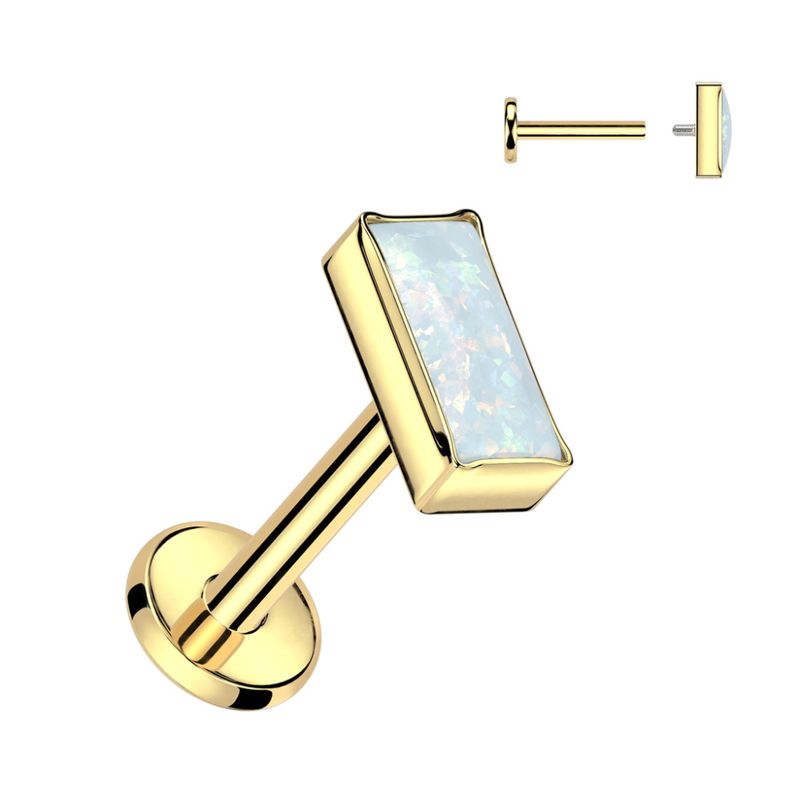 Lia Opal Internally Threaded Labret Gold White