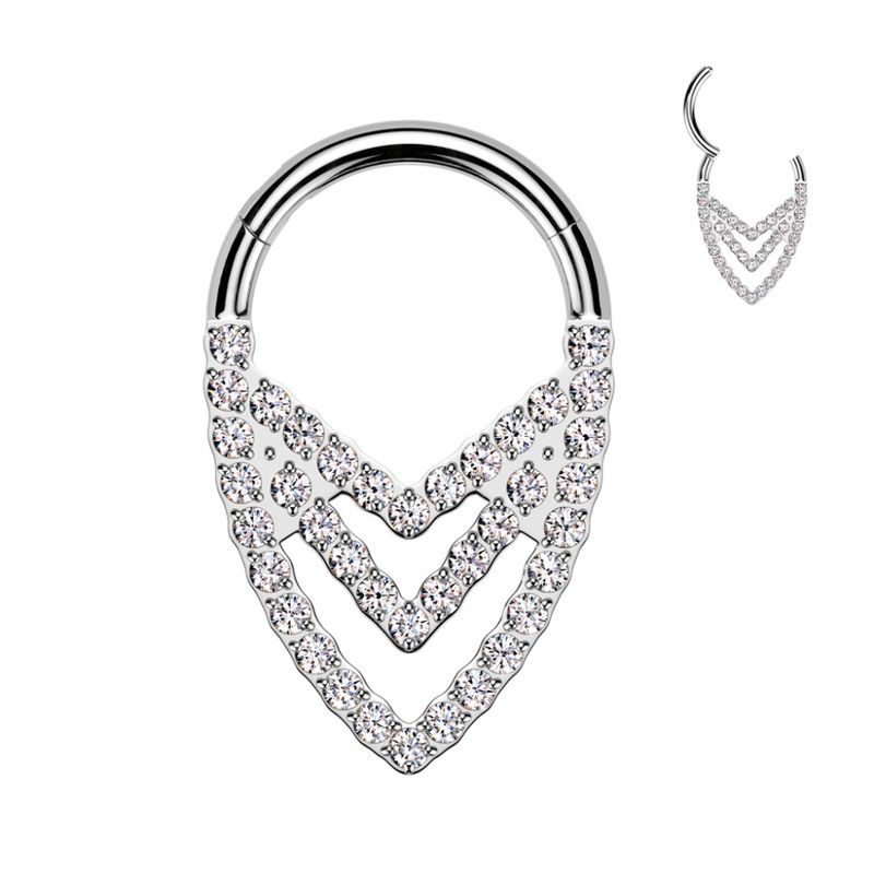 Chevron Hinged Ring Clear