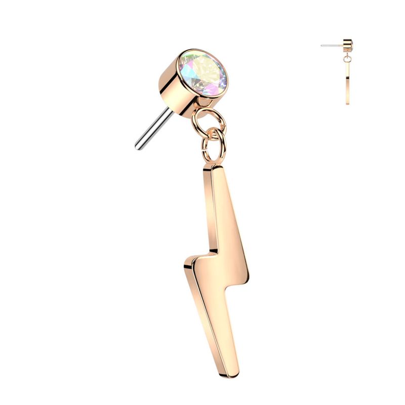Bolt Dangle Push-fit Rose Gold Clear